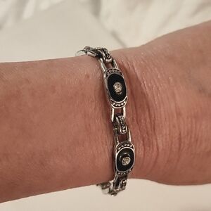 Vintage silver and onyx bracelet